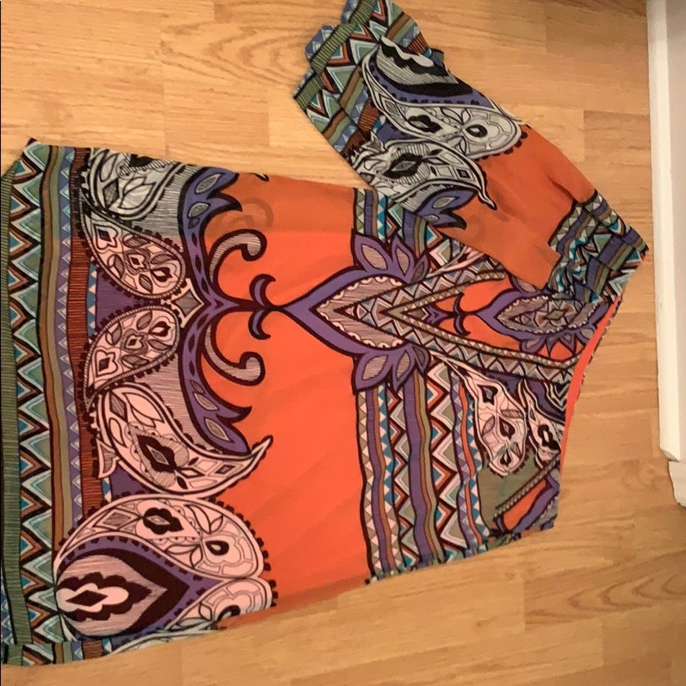 Boutique silk small one shoulder Aztec dress